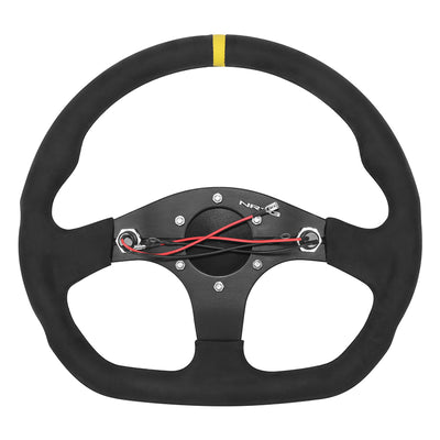 320mm Flat Bottom Zero Dish Leather Steering Wheel <br> Fits with 6 X 70mm Bolt Pattern