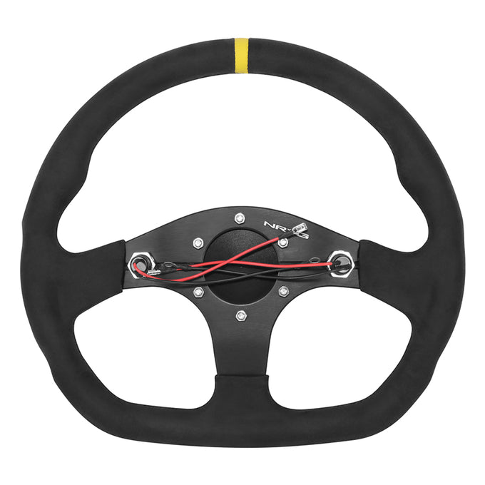 320mm Flat Bottom Zero Dish Leather Steering Wheel <br> Fits with 6 X 70mm Bolt Pattern