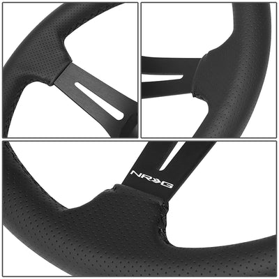 350mm 2.5in. Deep Perforated Leather Steering Wheel <br> Fits with 6 X 70mm Bolt Pattern