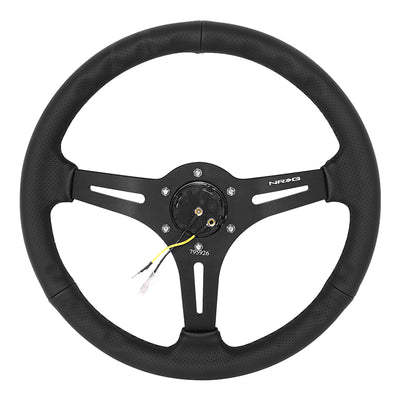 350mm 2.5in. Deep Perforated Leather Steering Wheel <br> Fits with 6 X 70mm Bolt Pattern