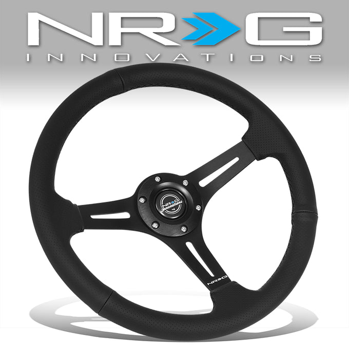 350mm 2.5in. Deep Perforated Leather Steering Wheel <br> Fits with 6 X 70mm Bolt Pattern