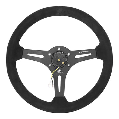 350mm 2.5in. Deep Suede Leather Steering Wheel <br> Fits with 6 X 70mm Bolt Pattern