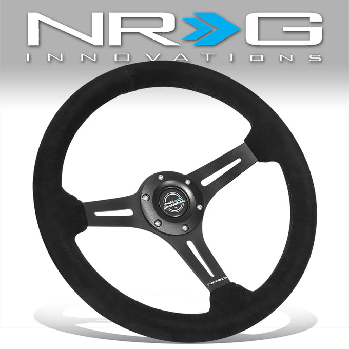 350mm 2.5in. Deep Suede Leather Steering Wheel <br> Fits with 6 X 70mm Bolt Pattern