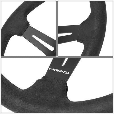 350mm 2.5in. Deep Alcantara Wrapped Steering Wheel <br> Fits with 6 X 70mm Bolt Pattern
