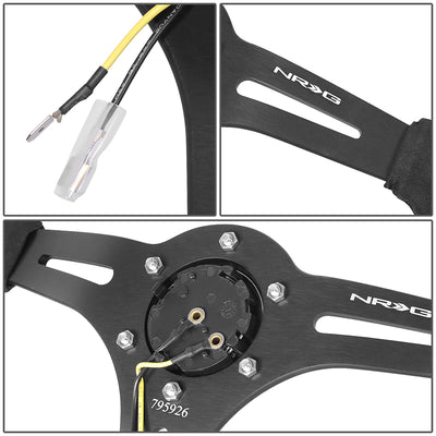350mm 2.5in. Deep Alcantara Wrapped Steering Wheel <br> Fits with 6 X 70mm Bolt Pattern