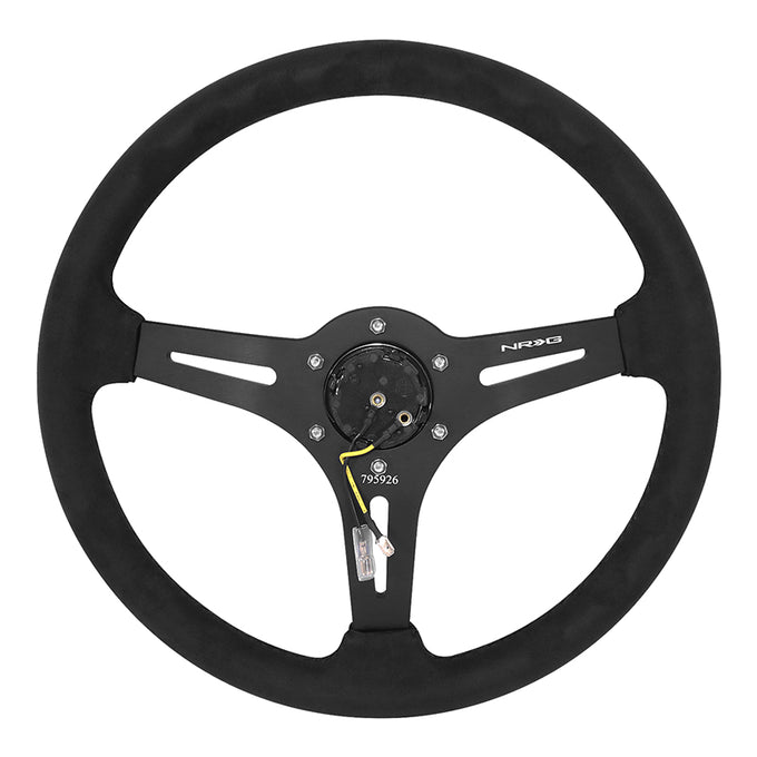 350mm 2.5in. Deep Alcantara Wrapped Steering Wheel <br> Fits with 6 X 70mm Bolt Pattern