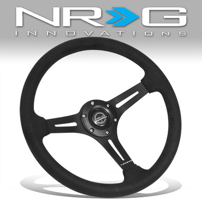 350mm 2.5in. Deep Alcantara Wrapped Steering Wheel <br> Fits with 6 X 70mm Bolt Pattern
