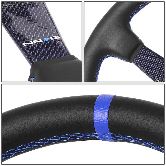 350mm 3 in.Deep Black Leather Steering Wheel <br> Fits with 6 X 70mm Bolt Pattern