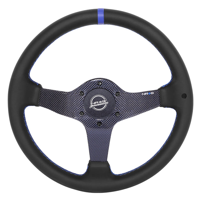 350mm 3 in.Deep Black Leather Steering Wheel <br> Fits with 6 X 70mm Bolt Pattern