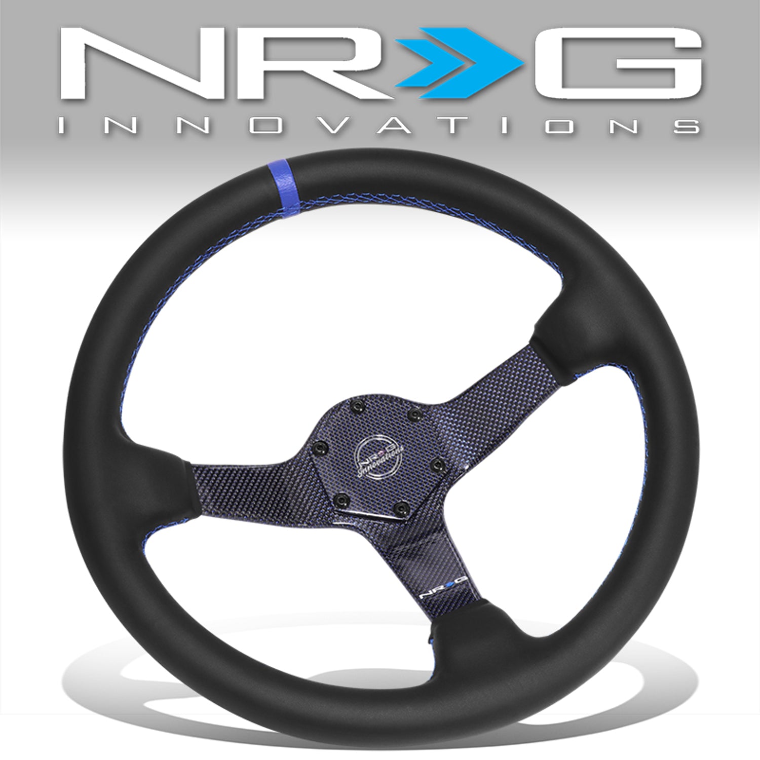 350mm 3 in.Deep Black Leather Steering Wheel <br> Fits with 6 X 70mm Bolt Pattern