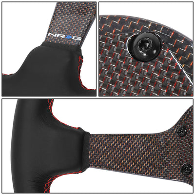 350mm 3in. Deep Black Leather Steering Wheel <br> Fits with 6 X 70mm Bolt Pattern