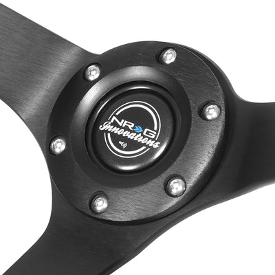 350mm 3in. Deep Black Suede Steering Wheel <br> Fits with 6 X 70mm Bolt Pattern