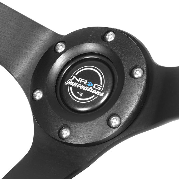 350mm 3in. Deep Black Suede Steering Wheel <br> Fits with 6 X 70mm Bolt Pattern