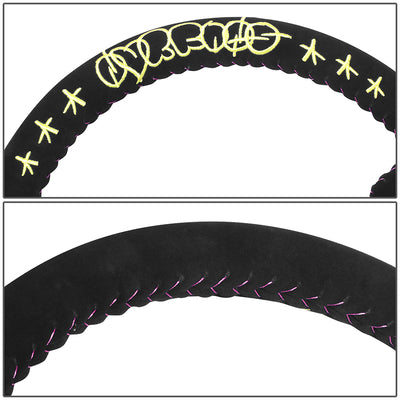 350mm 3in. Deep Black Suede Steering Wheel <br> Fits with 6 X 70mm Bolt Pattern