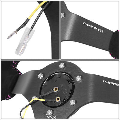 350mm 3in. Deep Black Suede Steering Wheel <br> Fits with 6 X 70mm Bolt Pattern