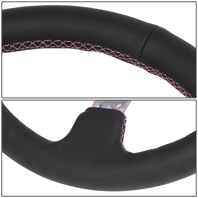 350mm 3in. Dish Leather Wrapped Steering Wheel <br> Fits with 6 X 70mm Bolt Pattern