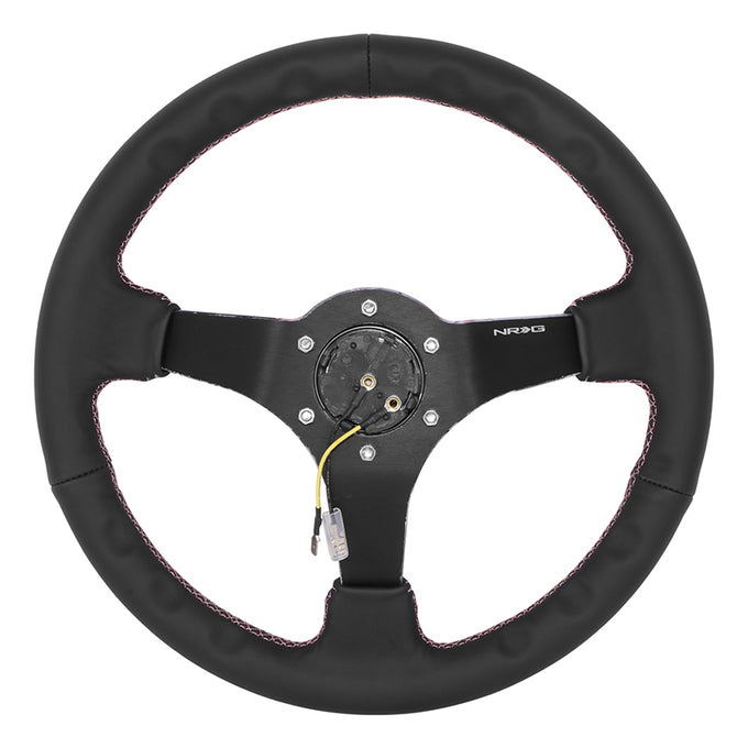 350mm 3in. Dish Leather Wrapped Steering Wheel <br> Fits with 6 X 70mm Bolt Pattern