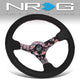 350mm 3in. Dish Leather Wrapped Steering Wheel <br> Fits with 6 X 70mm Bolt Pattern
