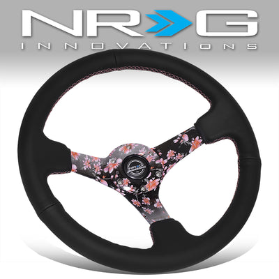 350mm 3in. Dish Leather Wrapped Steering Wheel <br> Fits with 6 X 70mm Bolt Pattern