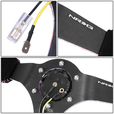 350mm 3in. Dish Suede Leather Wrapped Steering Wheel <br> Fits with 6 X 70mm Bolt Pattern