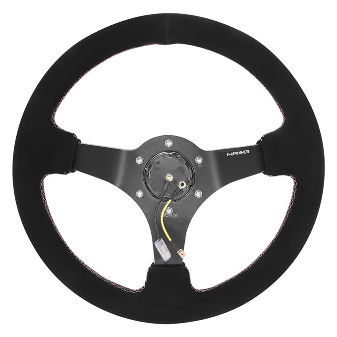 350mm 3in. Dish Suede Leather Wrapped Steering Wheel <br> Fits with 6 X 70mm Bolt Pattern