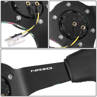 350mm 3in. Dish Leather Wrapped Steering Wheel <br> Fits with 6 X 70mm Bolt Pattern