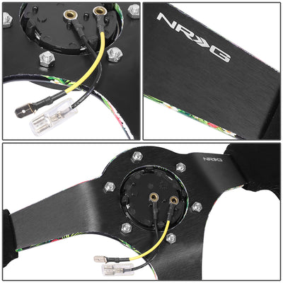 350mm 3in. Dish Suede Leather Steering Wheel <br> Fits with 6 X 70mm Bolt Pattern