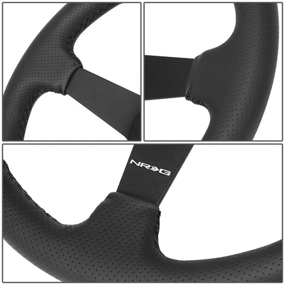 350mm 1.5 in. Deep Perforated Leather Steering Wheel <br> Fits with 6 X 70mm Bolt Pattern