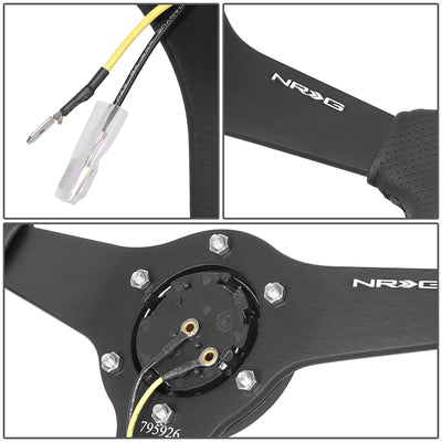 350mm 1.5 in. Deep Perforated Leather Steering Wheel <br> Fits with 6 X 70mm Bolt Pattern