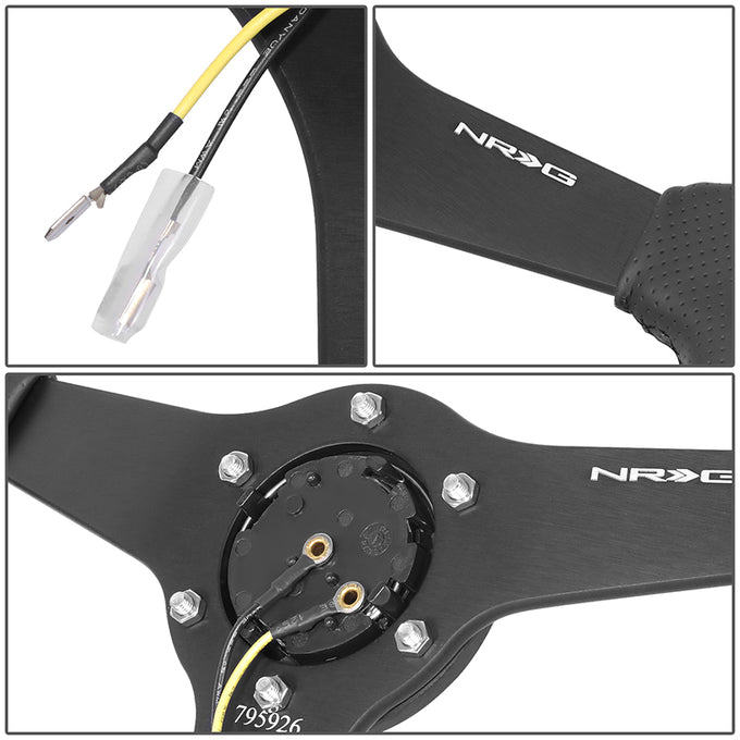350mm 1.5 in. Deep Perforated Leather Steering Wheel <br> Fits with 6 X 70mm Bolt Pattern