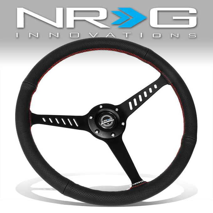 380mm 1 in. Dish Leather Racing Steering Wheel <br> Fits with 6 X 70mm Bolt Pattern