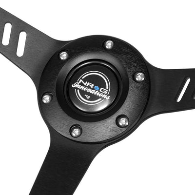 380mm 1 in. Dish Leather Racing Steering Wheel <br> Fits with 6 X 70mm Bolt Pattern