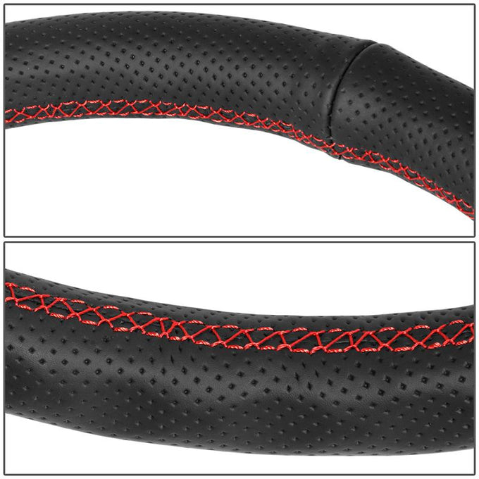 380mm 1 in. Dish Leather Racing Steering Wheel <br> Fits with 6 X 70mm Bolt Pattern