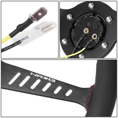 380mm 1 in. Dish Leather Racing Steering Wheel <br> Fits with 6 X 70mm Bolt Pattern