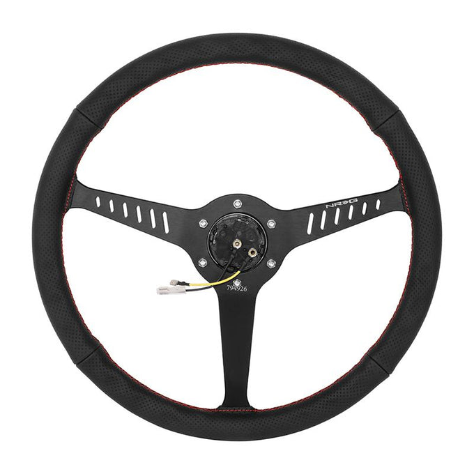 380mm 1 in. Dish Leather Racing Steering Wheel <br> Fits with 6 X 70mm Bolt Pattern