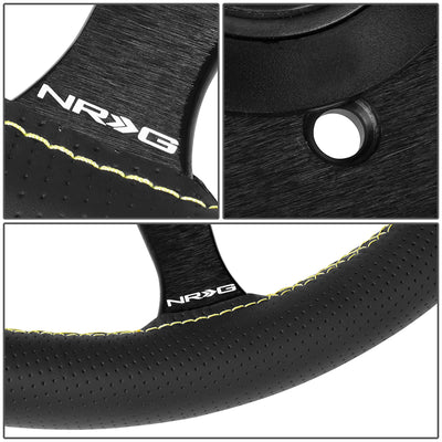 380mm 1 in. Dish Leather Racing Steering Wheel <br> Fits with 6 X 70mm Bolt Pattern