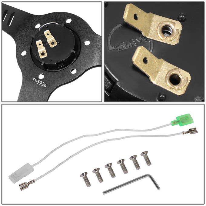 380mm 1 in. Dish Leather Racing Steering Wheel <br> Fits with 6 X 70mm Bolt Pattern