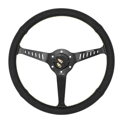 380mm 1 in. Dish Leather Racing Steering Wheel <br> Fits with 6 X 70mm Bolt Pattern