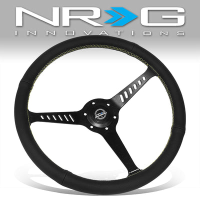 380mm 1 in. Dish Leather Racing Steering Wheel <br> Fits with 6 X 70mm Bolt Pattern