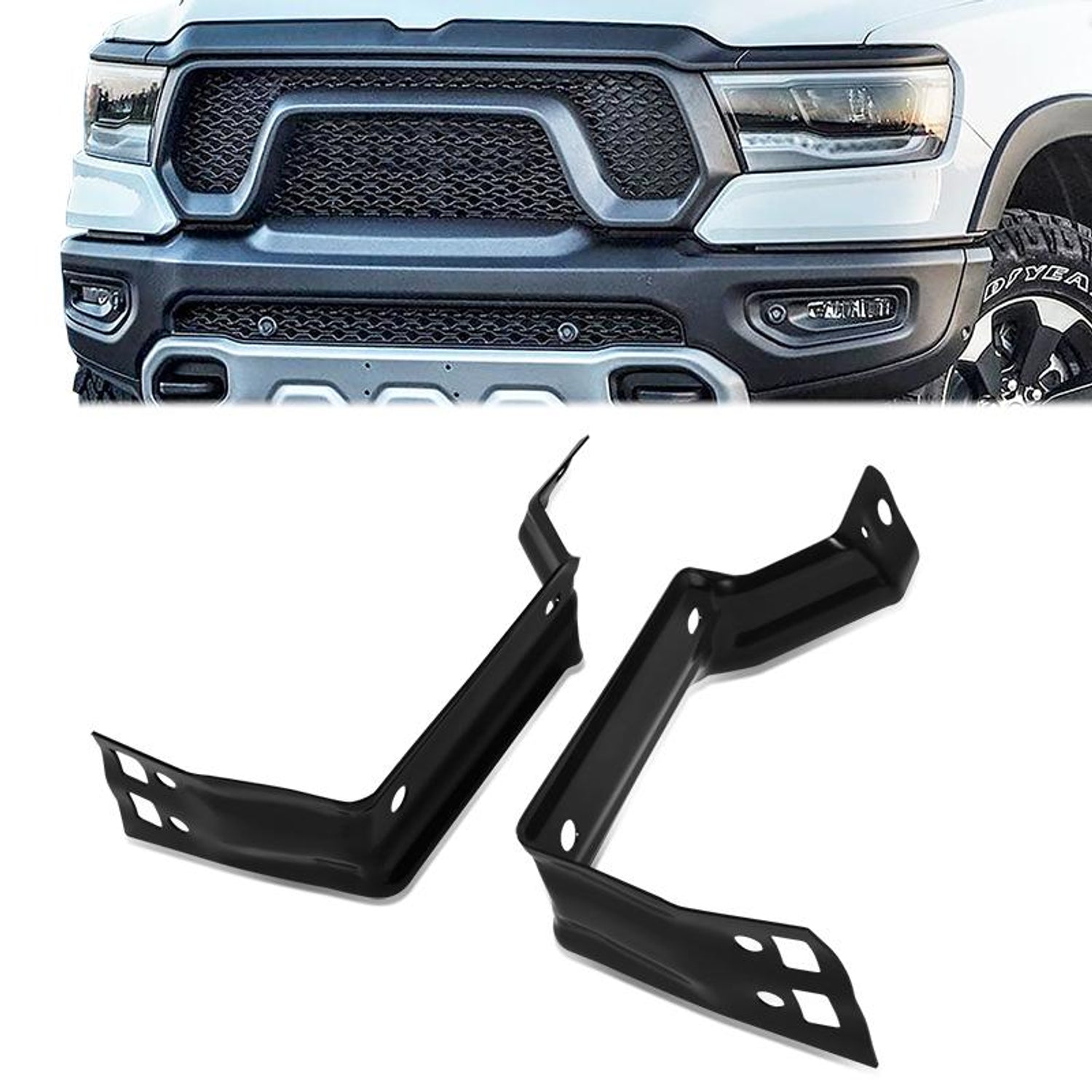 Factory Style Front Bumper Bracket Set <br> 19-24 Ram 1500 Exc Rebel, Trax