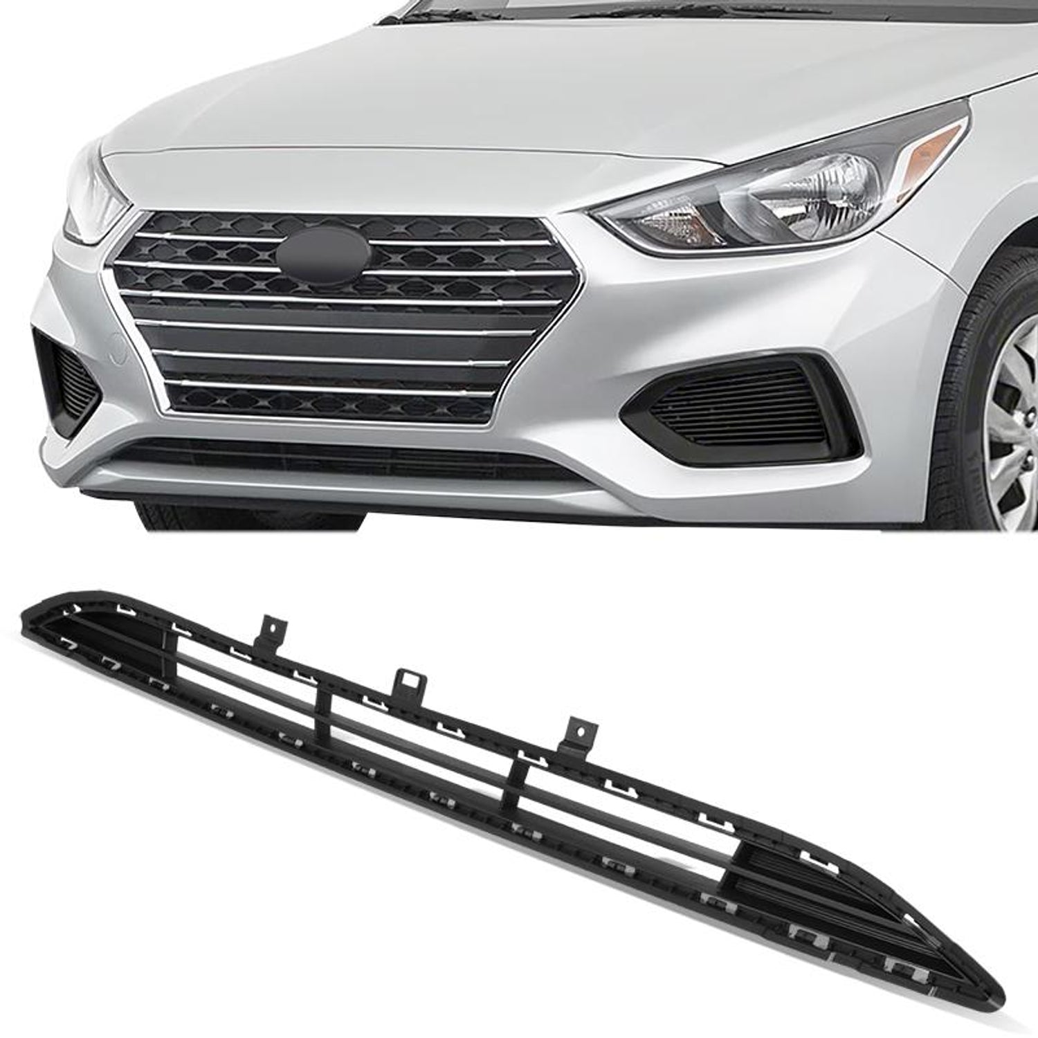 Factory Style Front Lower Bumper Grille <br> 18-22 Hyundai Accent 4-Door Sedan