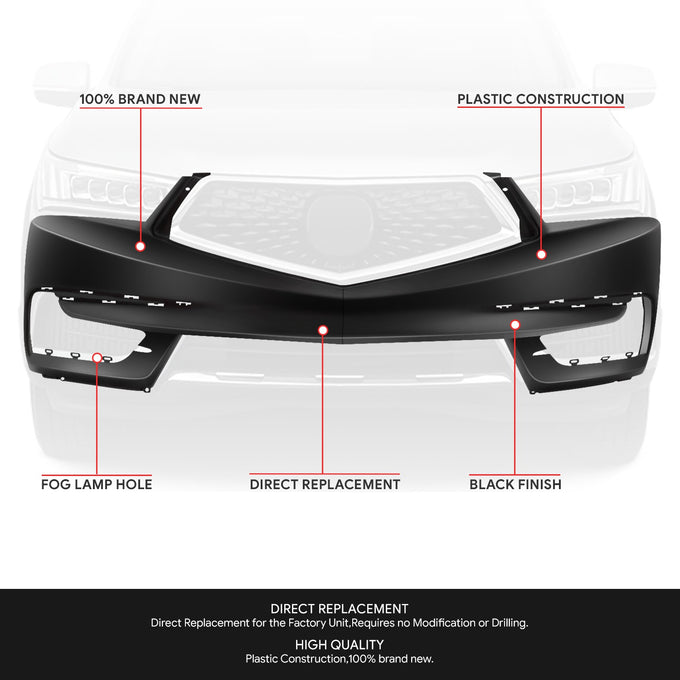 Factory Style Front Bumper Cover <br> 17-20 Acura MDX