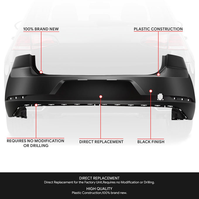 Factory Style Rear Bumper Cover <br> 18-21 Volkswagen GOLF GTI