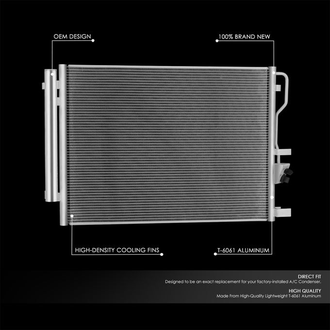Factory Style Aluminum A/C Condenser <BR>16-18 Hyundai Tucson 1.6L