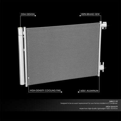 Factory Style Aluminum A/C Condenser <BR>18-24 Nissan Kicks, 20-24 Sentra, Versa