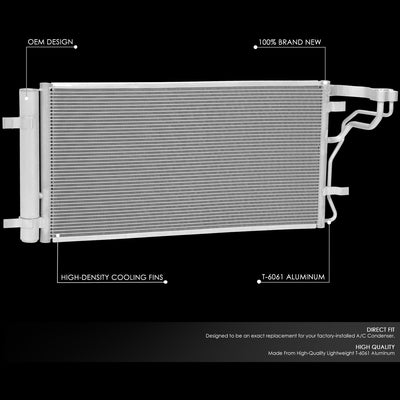 Factory Style A/C Condenser <BR> 19-21 Hyundai Veloster, 20-21 Kia Soul 1.6L