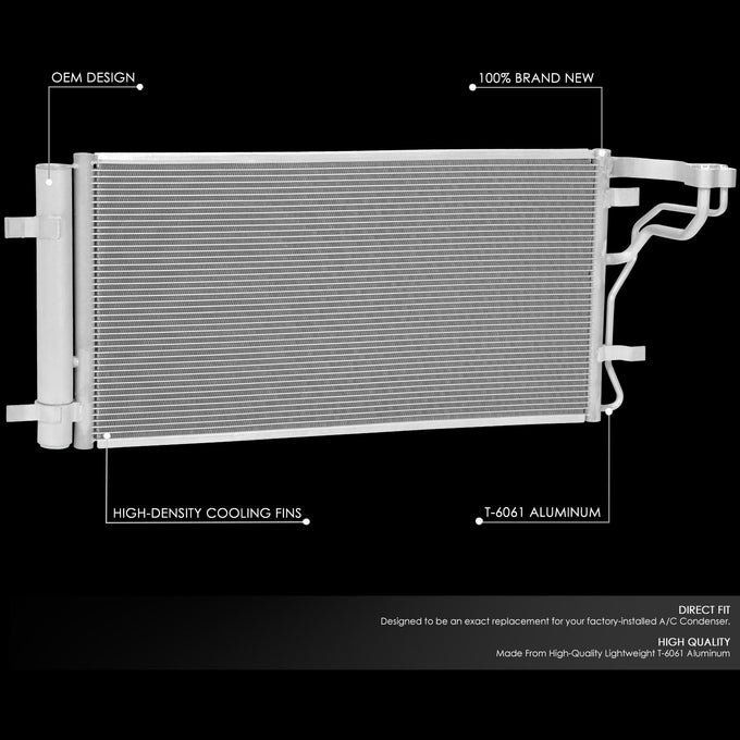 Factory Style A/C Condenser <BR> 19-21 Hyundai Veloster, 20-21 Kia Soul 1.6L