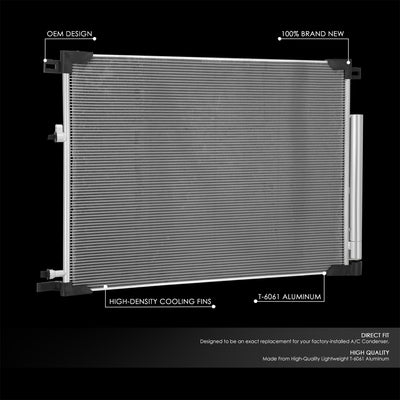 Factory Style Aluminum A/C Condenser <BR>20-22 Toyota Highlander 3.5L V6