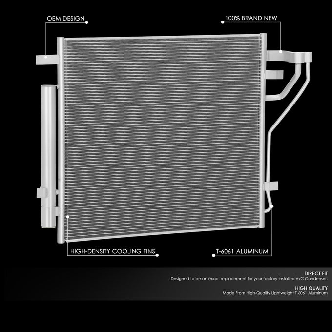 Factory Style A/C Condenser <BR> 20-22 Hyundai Sonata 1.6L
