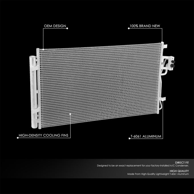 Factory Style Aluminum A/C Condenser <BR>10-12 Hyundai Santa Fe, 11-15 Kia Sorento